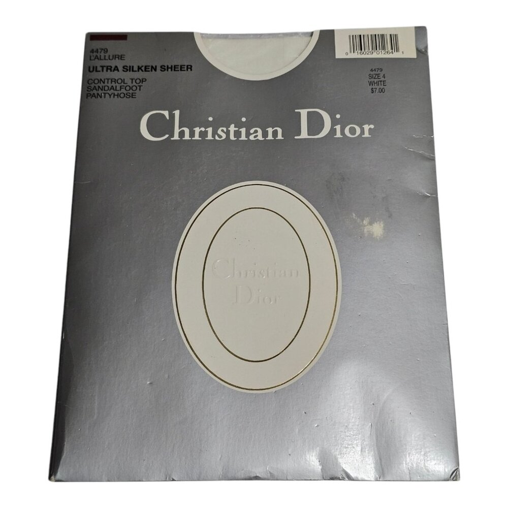 Christian Dior L'Allure Sz 4 Pantyhose Ultra Silken Sheer White Control Top 4479